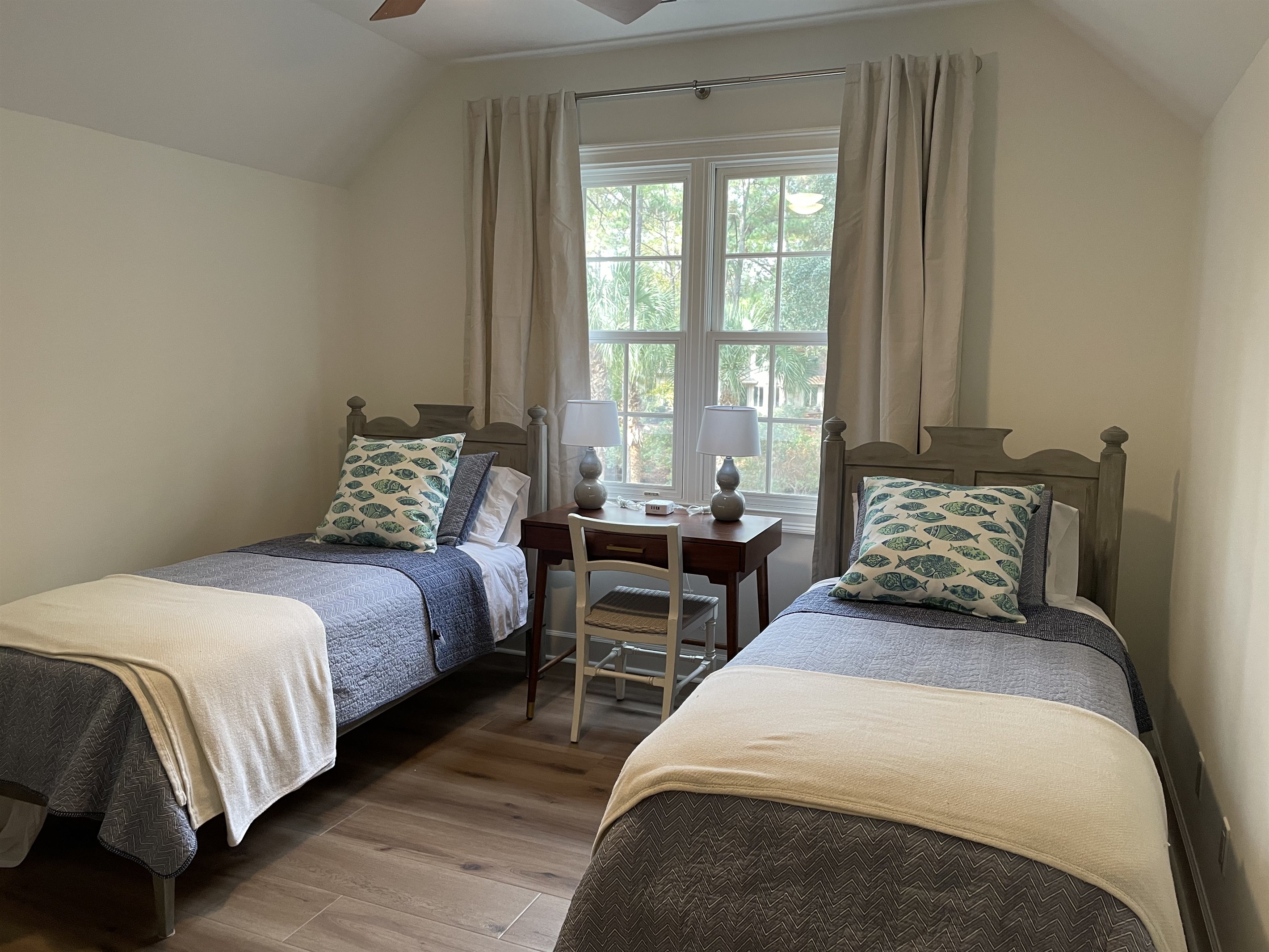 Upstairs twin bedroom overlooking back yard
