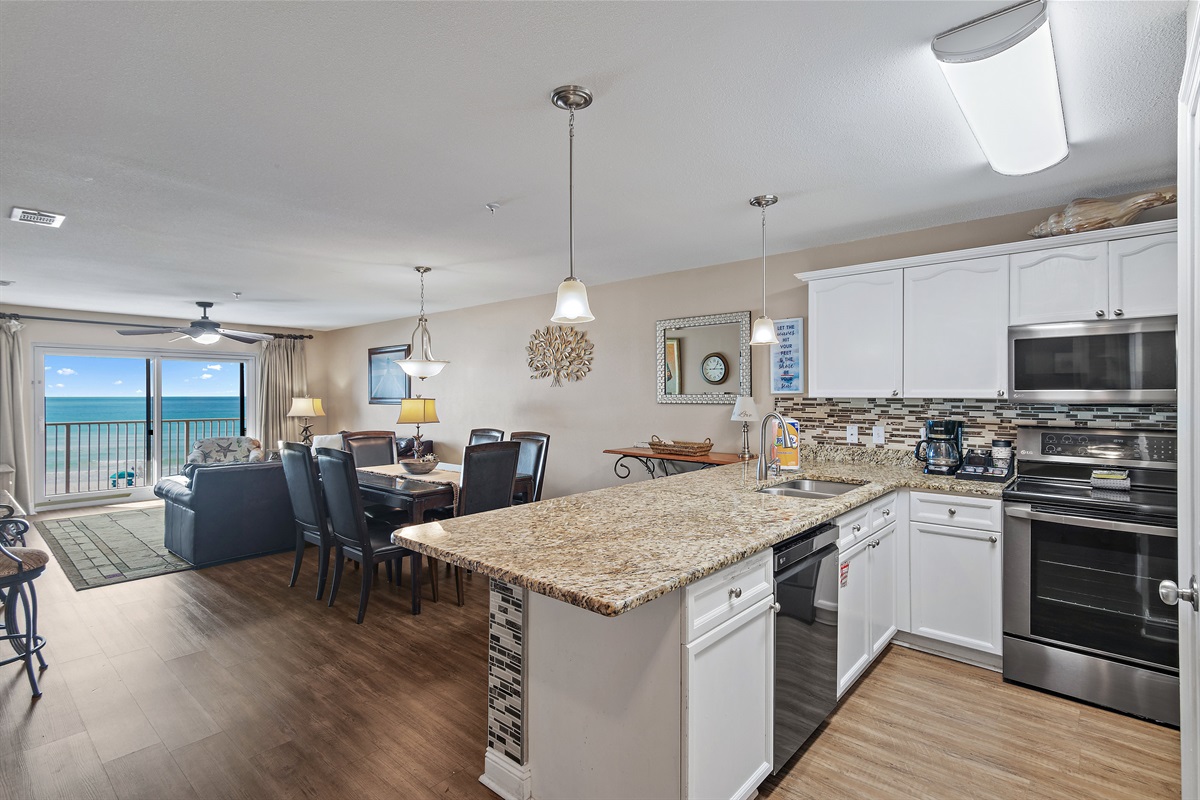 Large Kitchen, Living, and Dining Area with Gulf Views Galore!