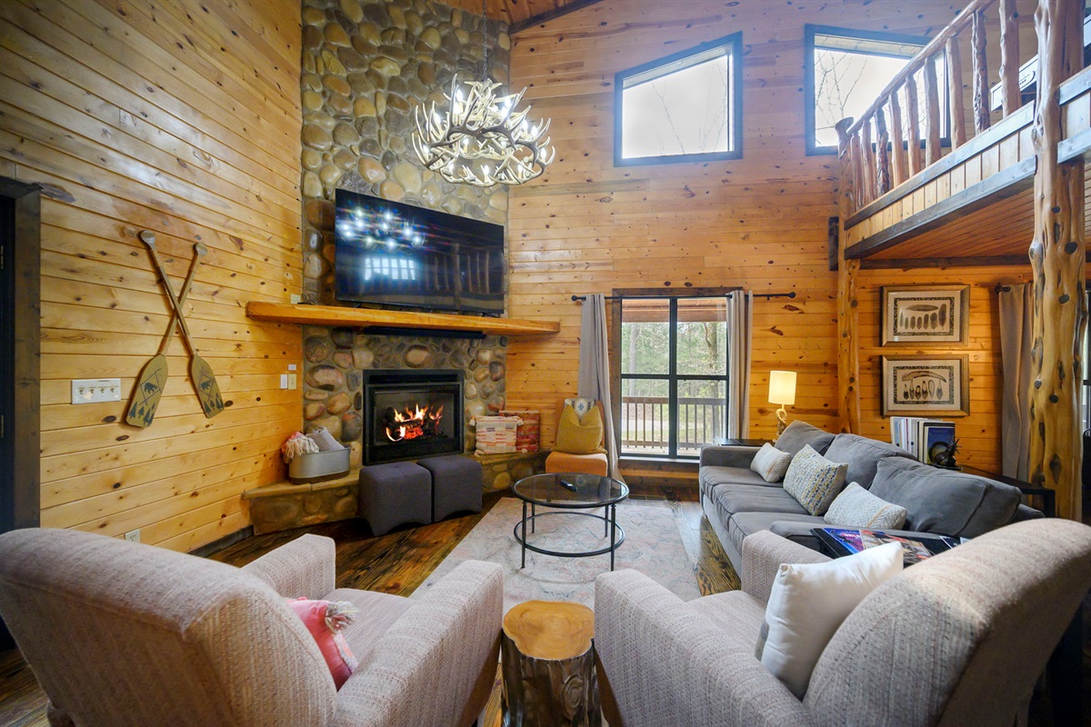 Living Room - 2 Recliners and Couch - 75" Smart TV