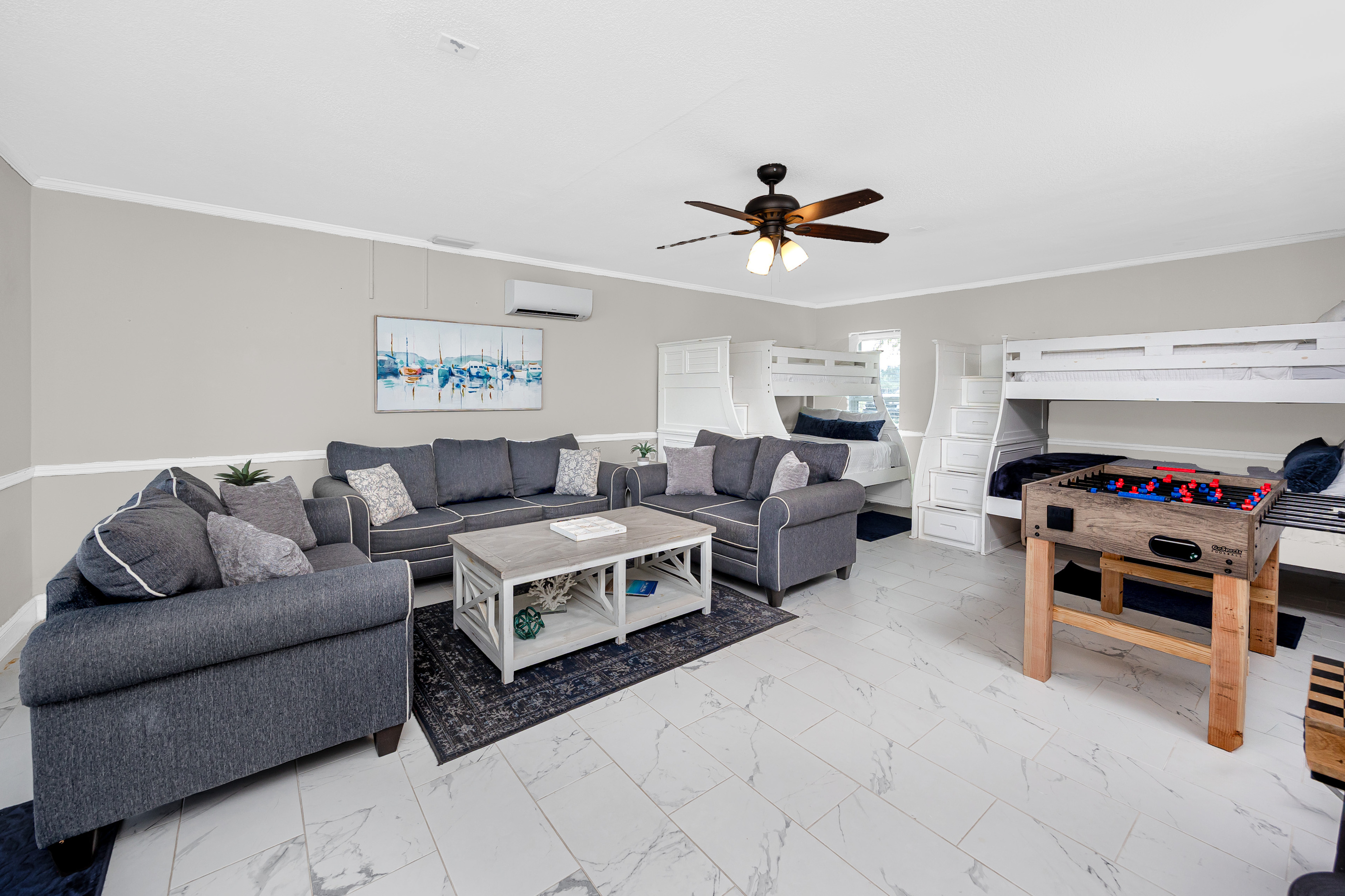 Family Room Kids Area Game Room With Bunk Beds