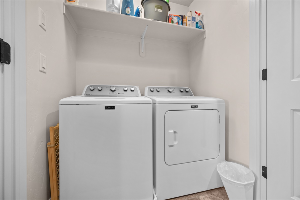 In-unit washer and dryer for added convenience during longer stays.