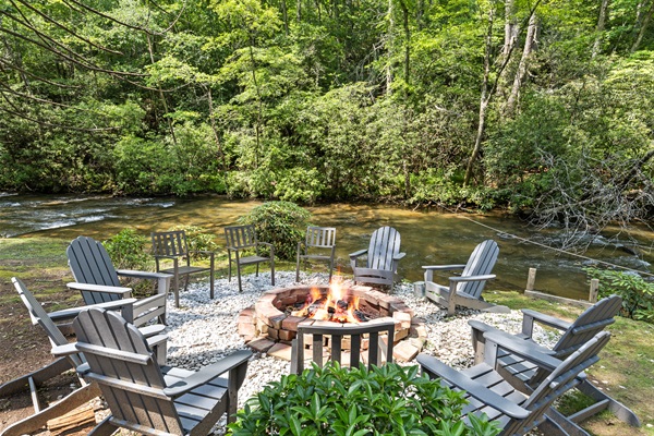 Gather around the fire pit for stargazing and storytelling, accompanied by the soothing sounds of the creek nearby.