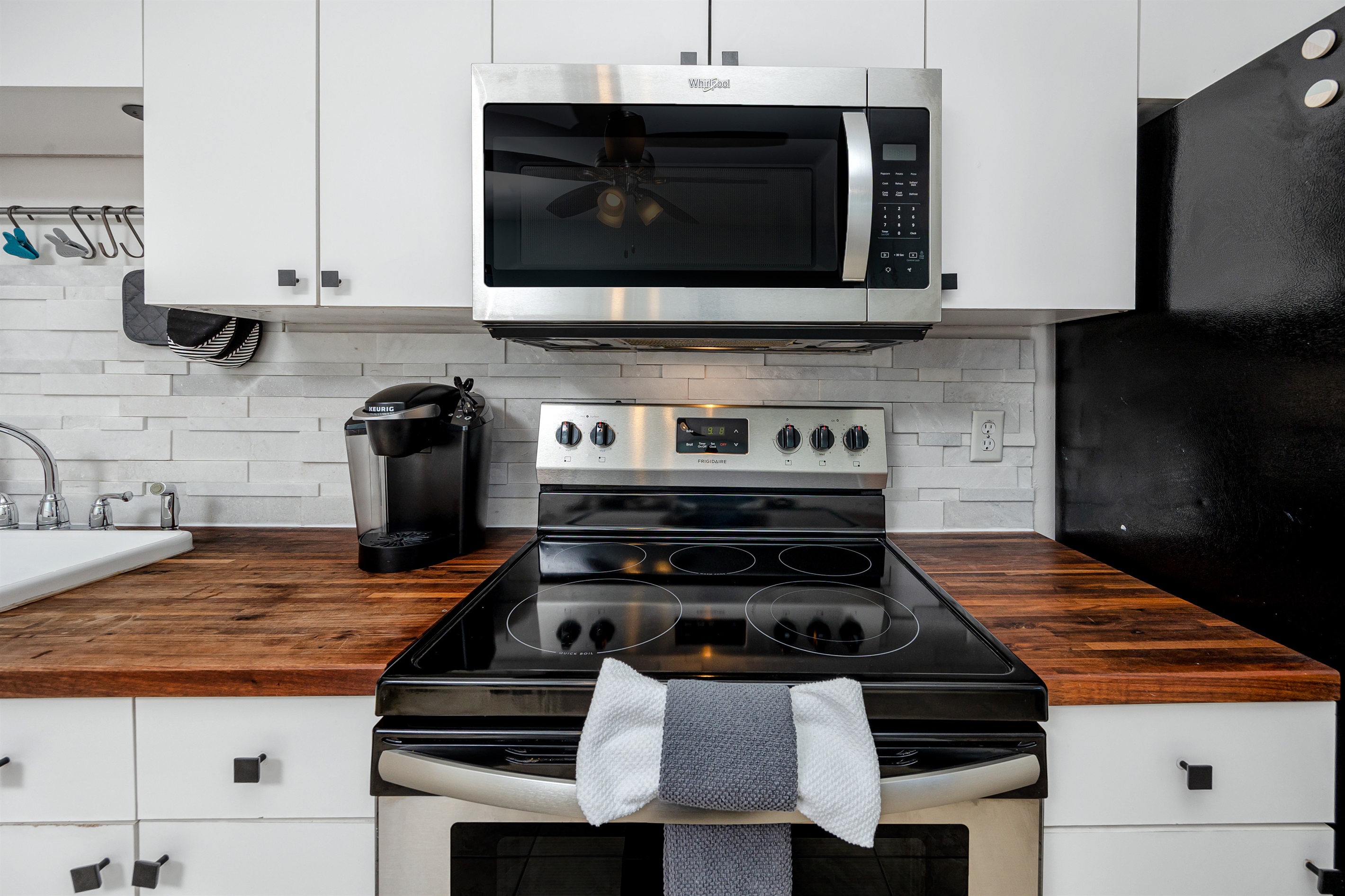 Keurig and microwave for added convince!