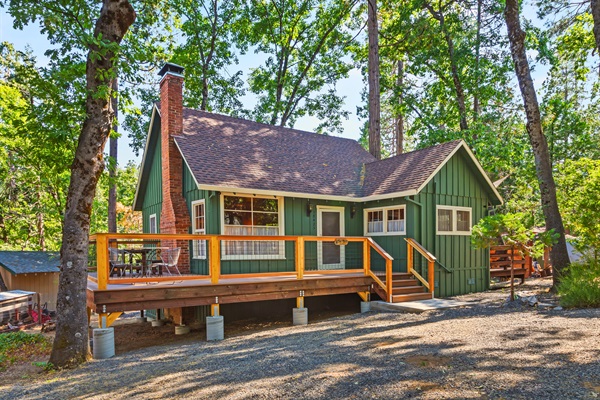 Step inside your vintage cabin retreat where comfort and quiet forest surroundings welcome you.