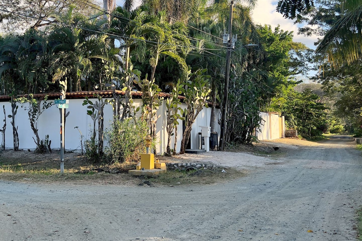 Casa Capri entrance gate and parking area.  