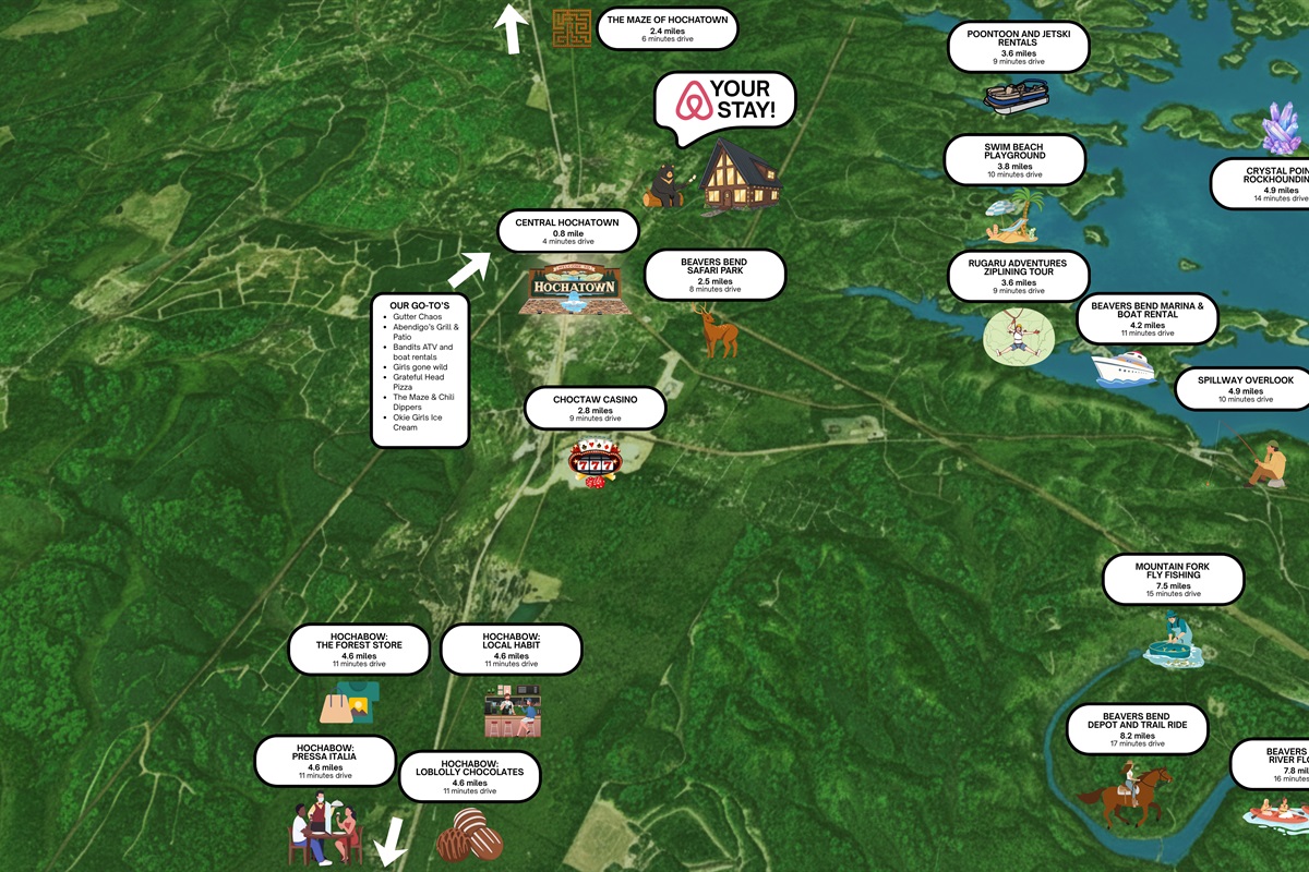 Central to everything you love about Broken Bow—nature, dining, and relaxation all nearby.