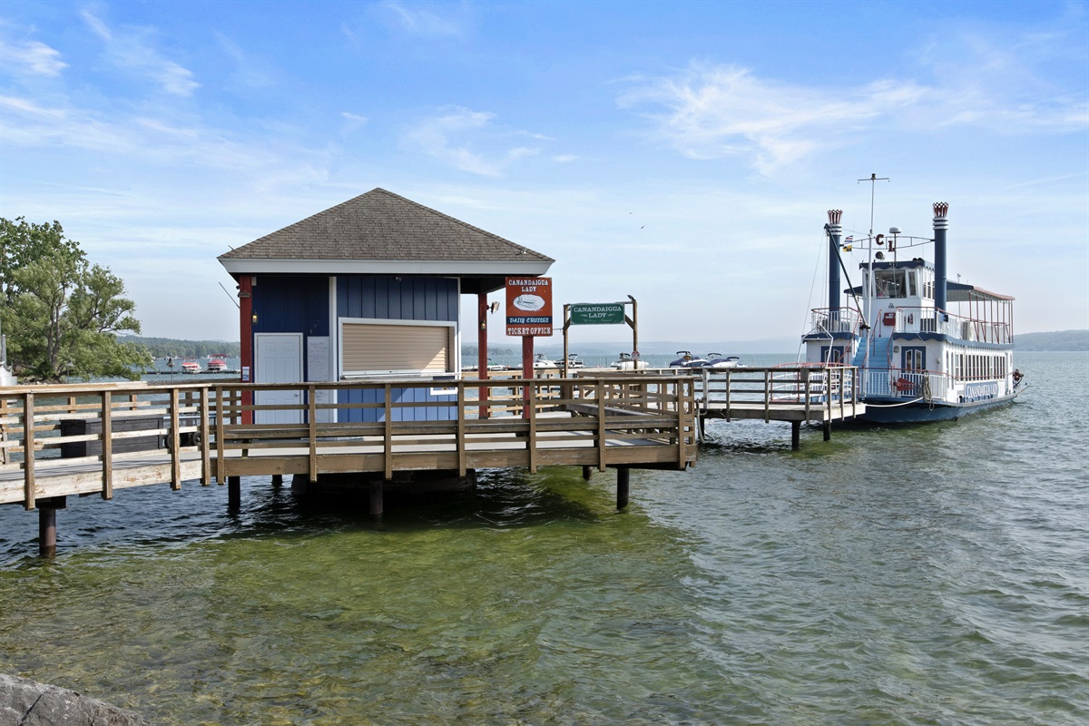 Step onto the pier and grab your ticket for a relaxing ride on the Canandaigua Lady
