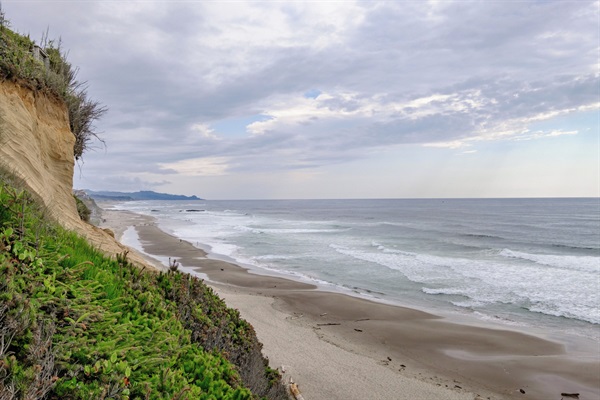 Expansive shoreline views capture the beauty of the Oregon coast—perfect for morning strolls or evening reflections
