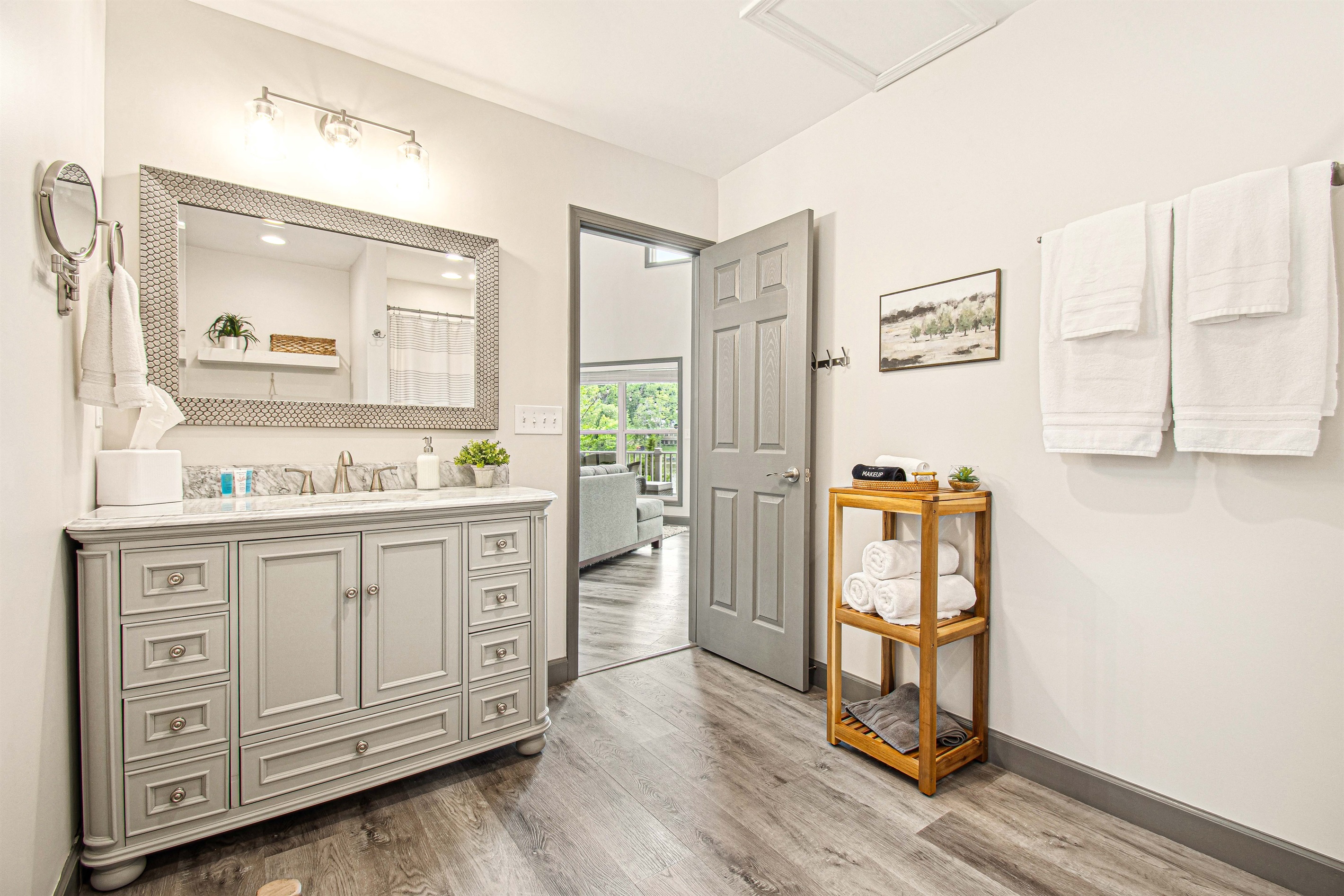 Accessible and centrally located, our guest bathroom is situated just off the living area for convenience.