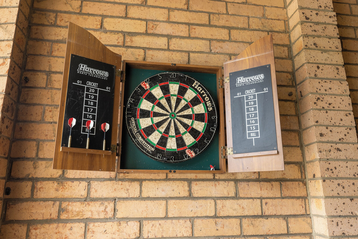 Luna’s Sanctuary in Sanctuary Point includes a garage games area with darts for relaxed downtime between St Georges Basin and Jervis Bay days out.