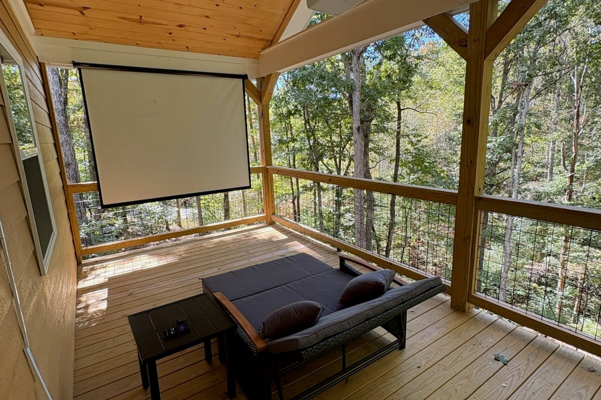 Projector at the back patio
