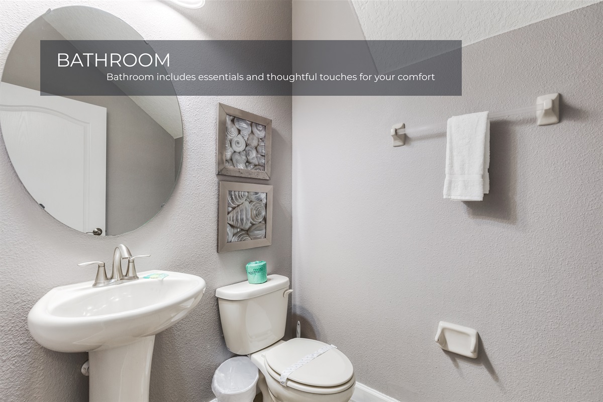 Neat bathrooms with all the basics you need to feel at home