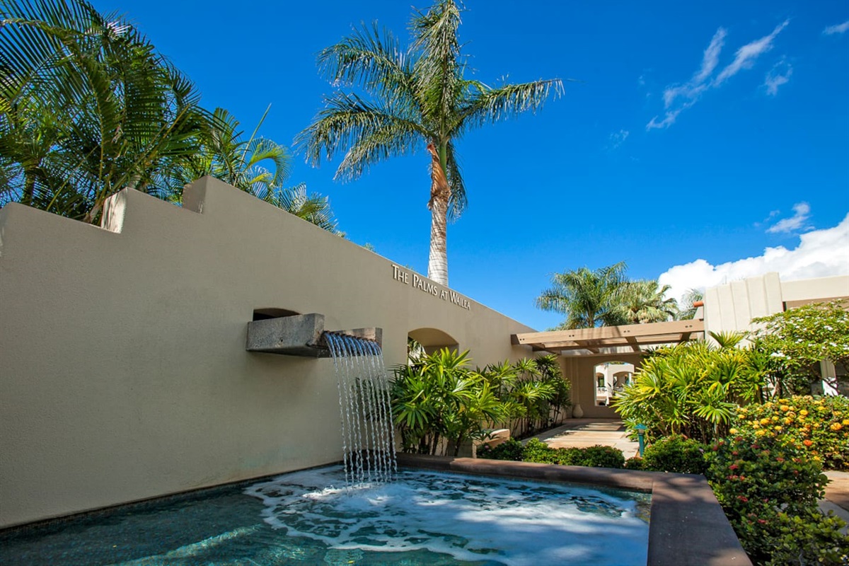 the water feature entering the pool area