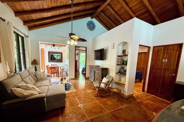 Living room/dining room with entrance into bedroom 1 and 2 