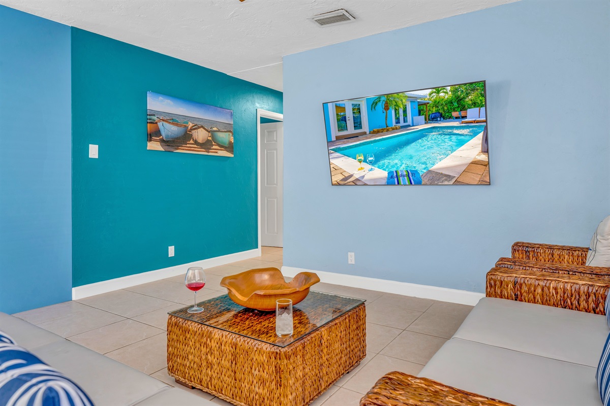 A large smart TV to enjoy your favorite shows.