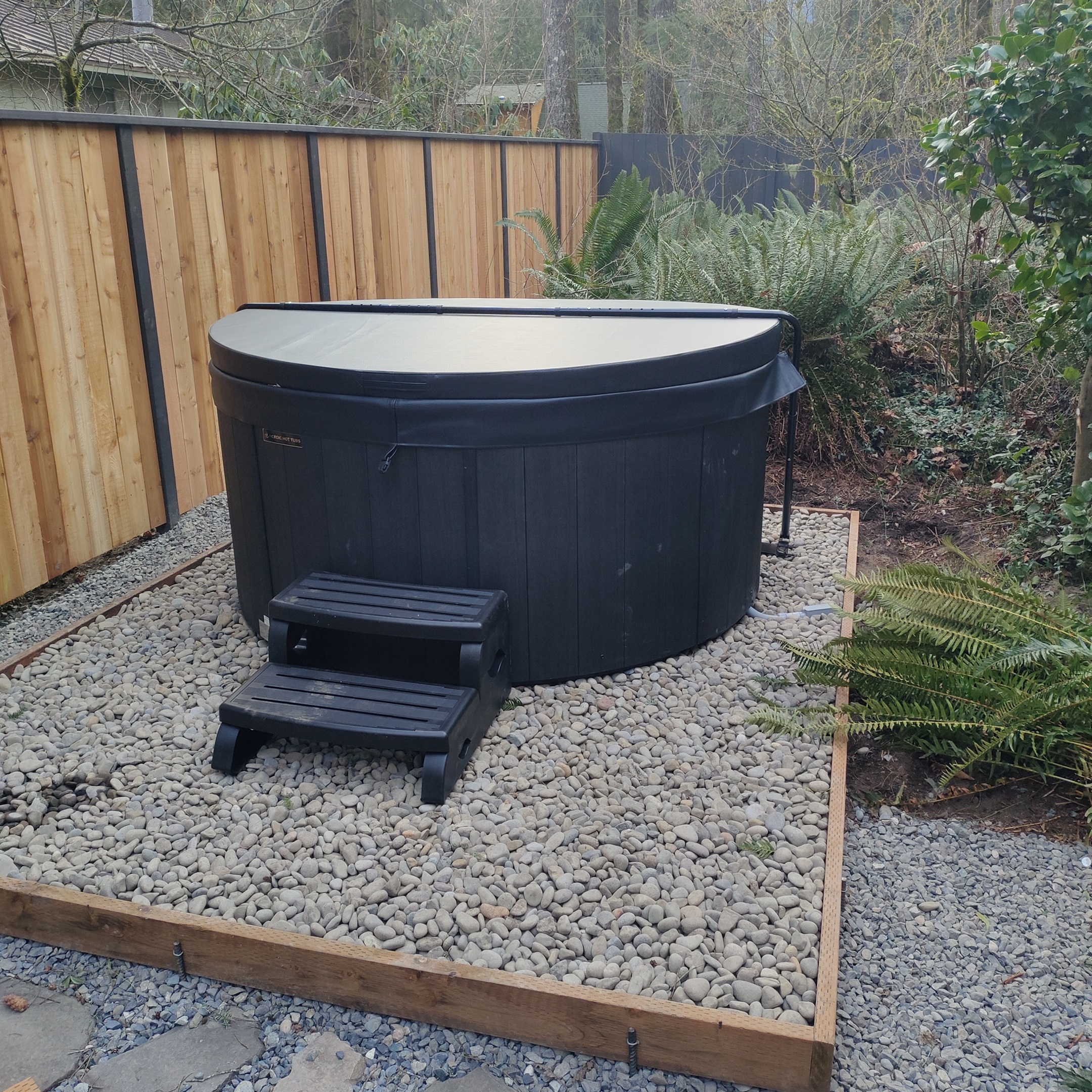 Hot tub with view of the creek