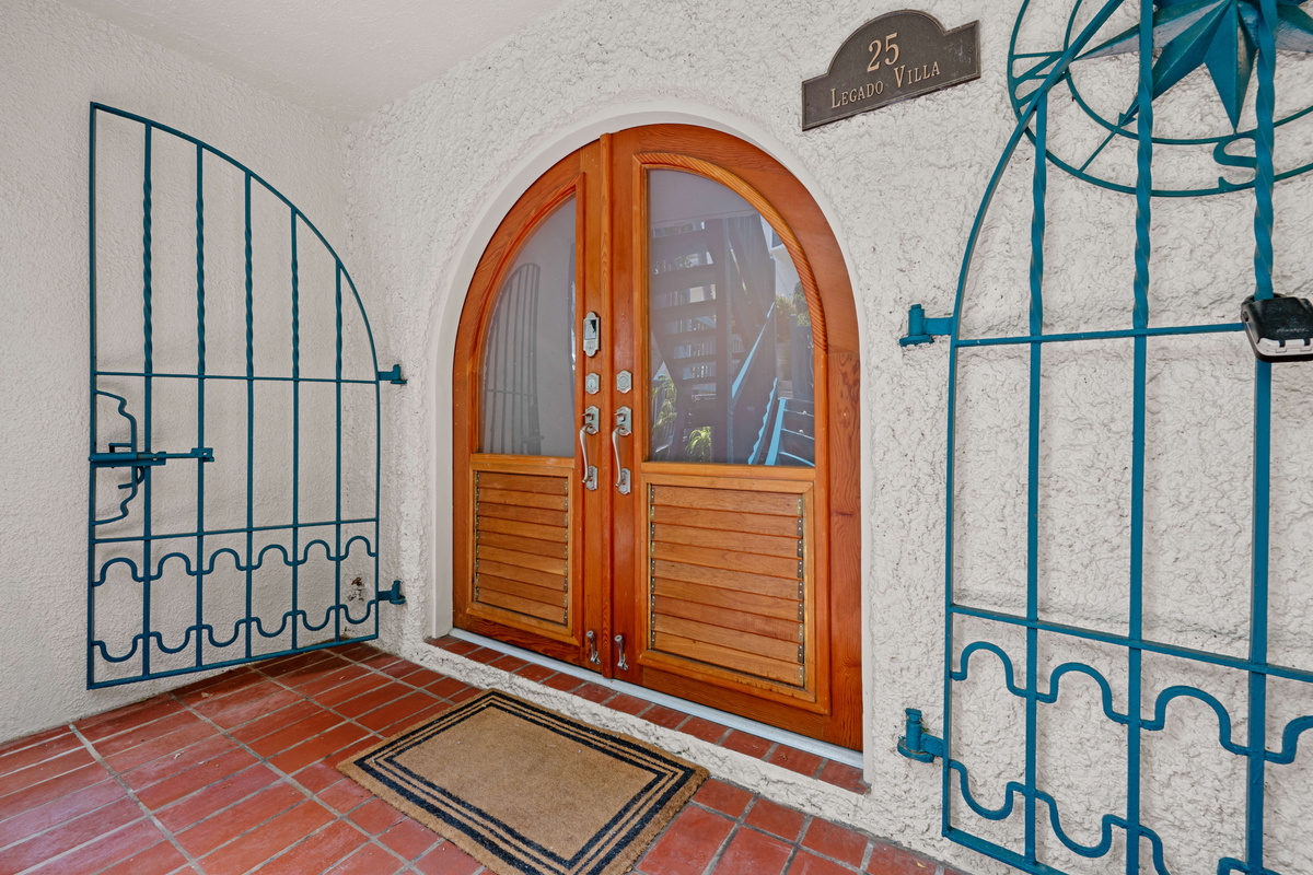 Grand double doors welcome you to your private Caribbean escape.