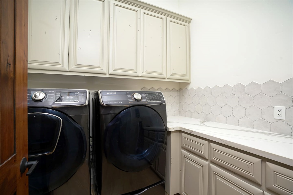 Full-sized washer and dryer combination available to guests for washing clothes during your stay.