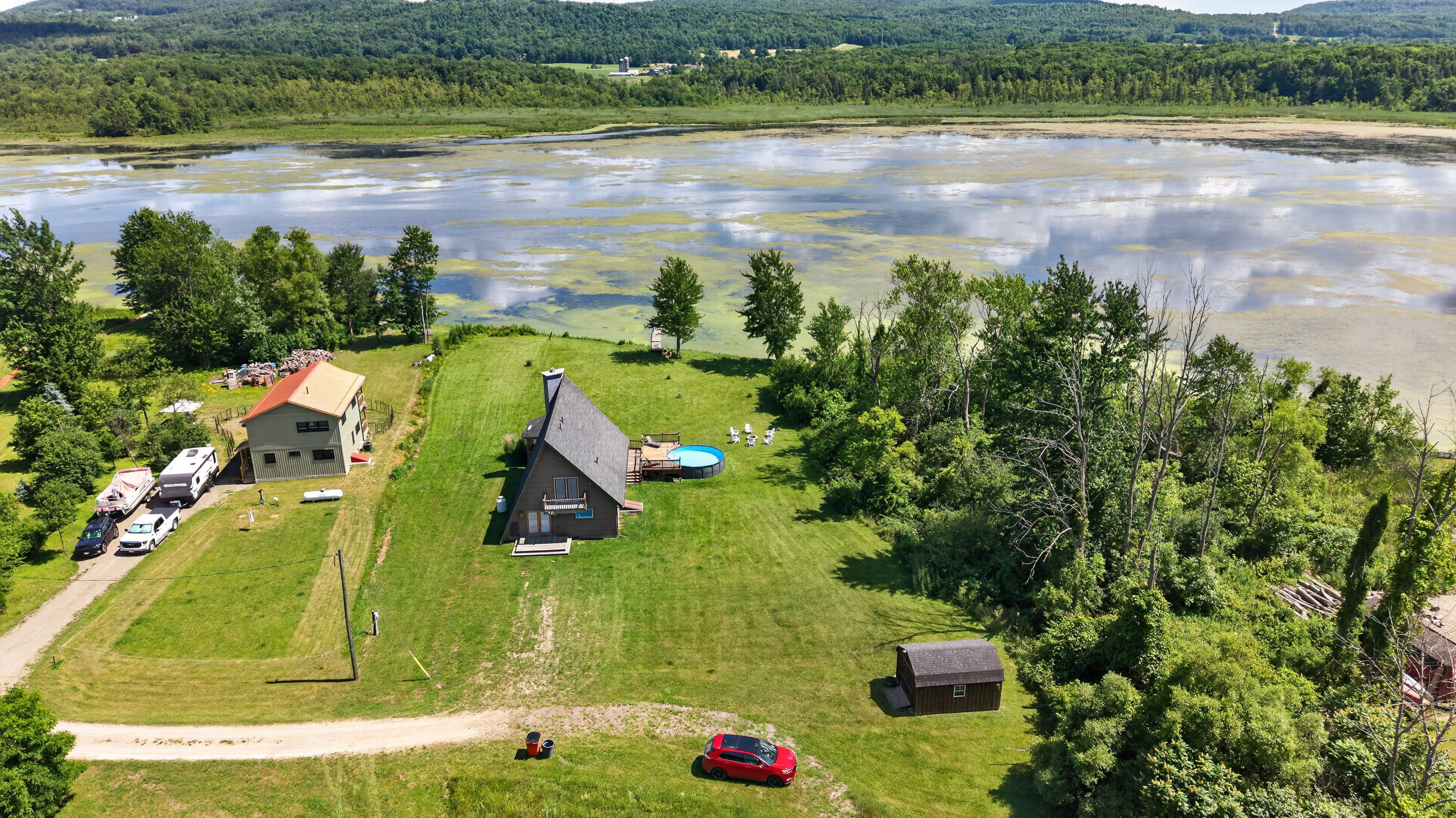 Aerial view from the property toward the lake