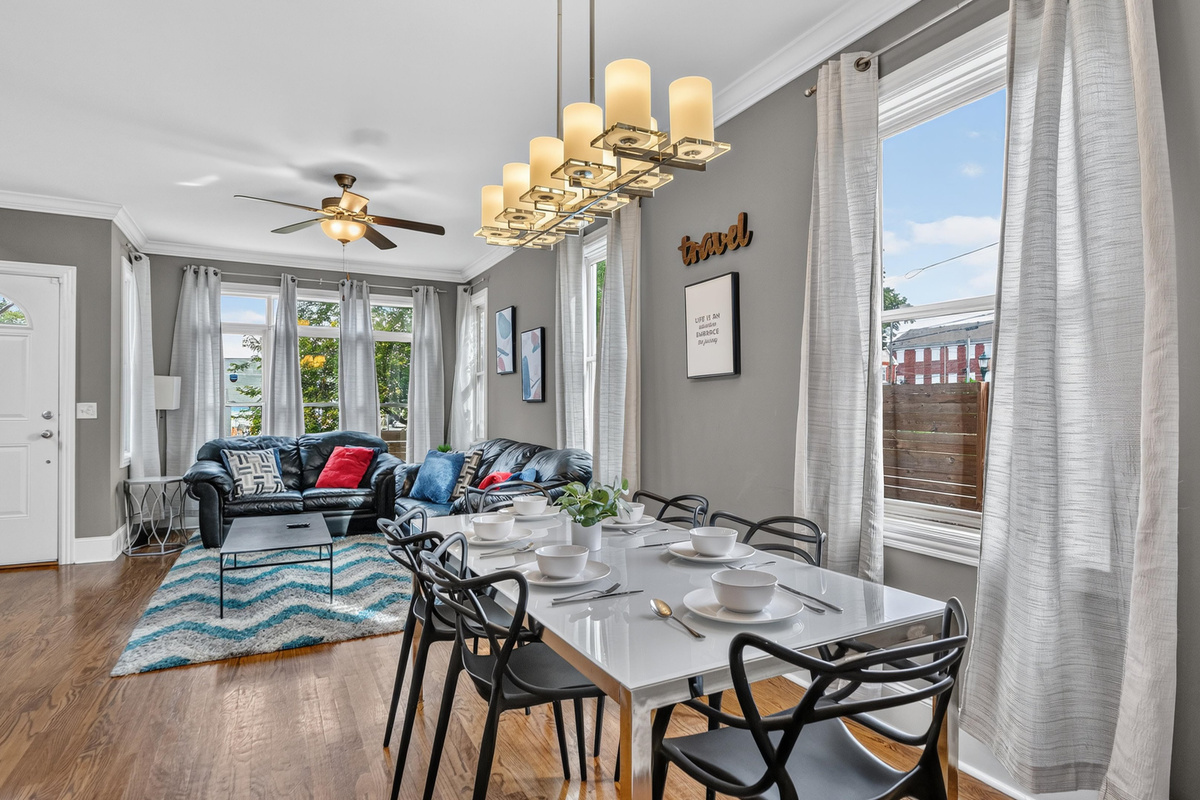 The downstairs has an open floor plan that flows easily