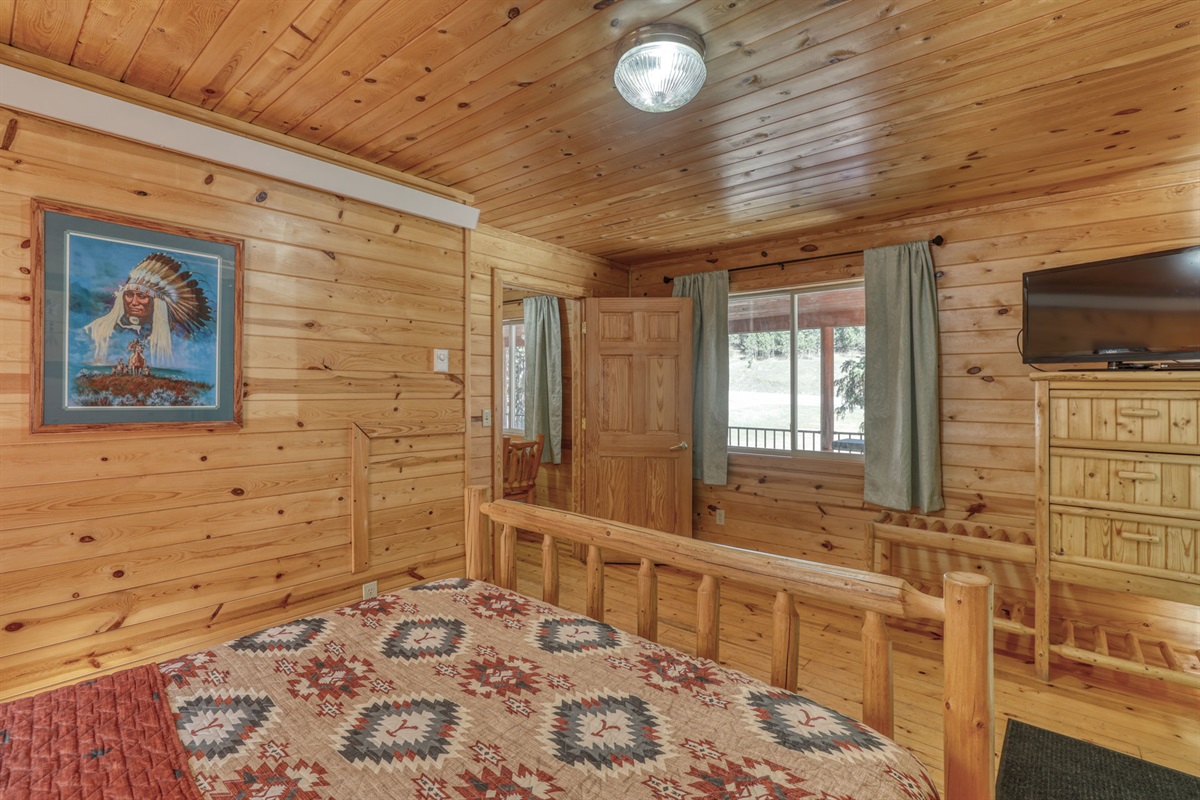 Bedroom with Queen bed and TV