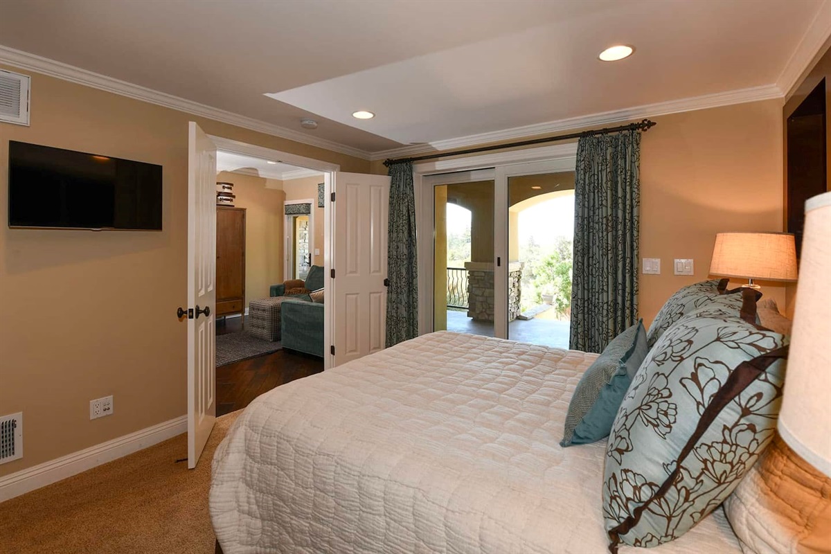 Bedroom suite 4 with living area, kitchenette, queen bed and full bathroom.