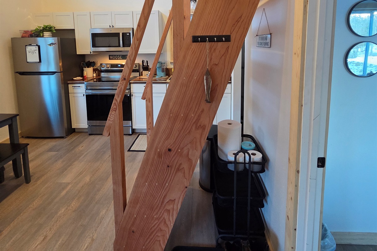 Ships ladder access to loft [Photo is representative but is not from this cabin].