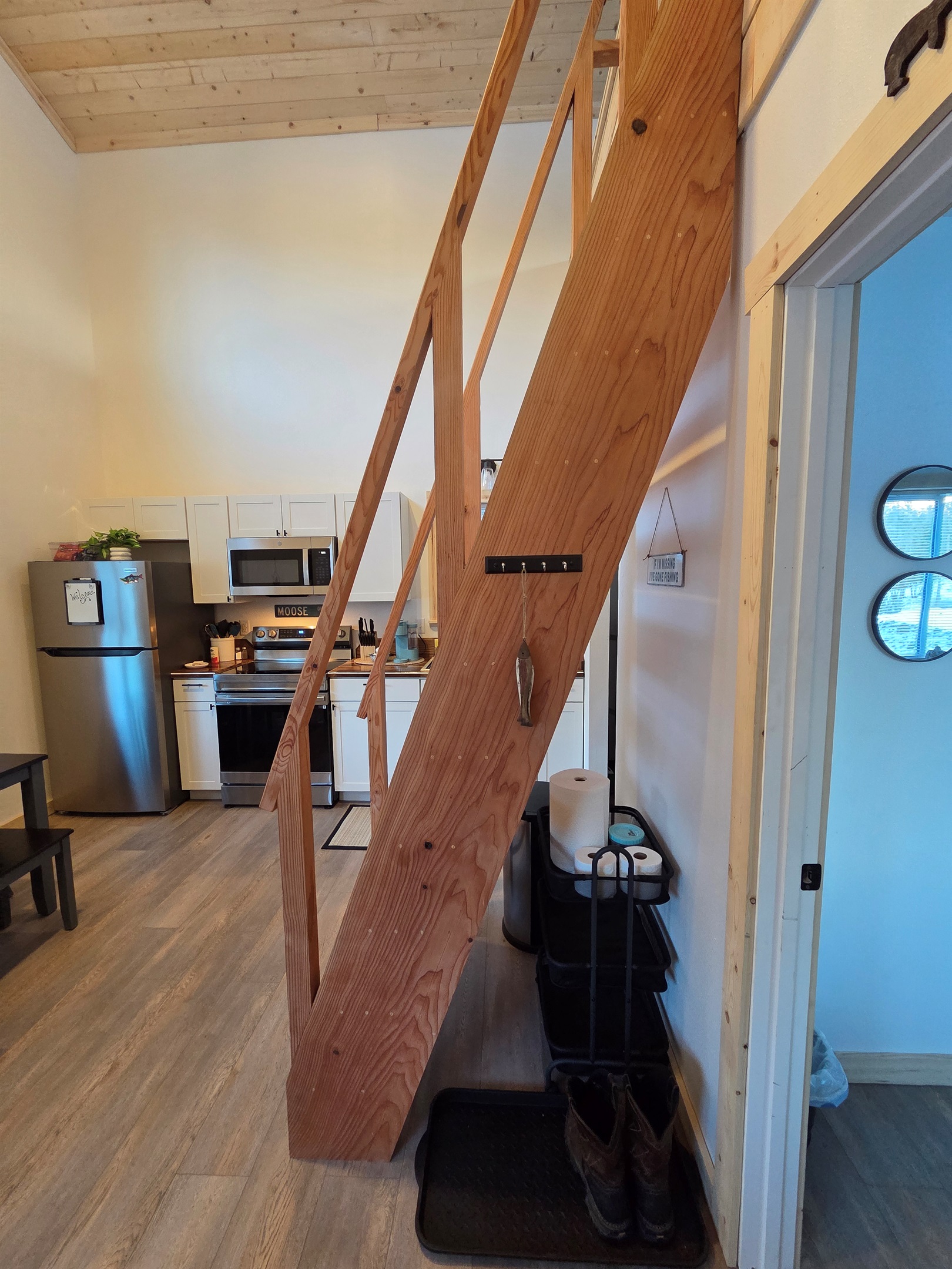 Ships ladder access to loft [Photo is representative but is not from this cabin].