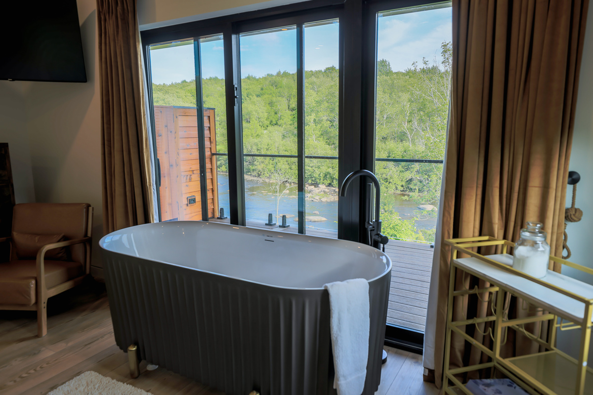 Epsom salts, a bath bomb, and a view.
