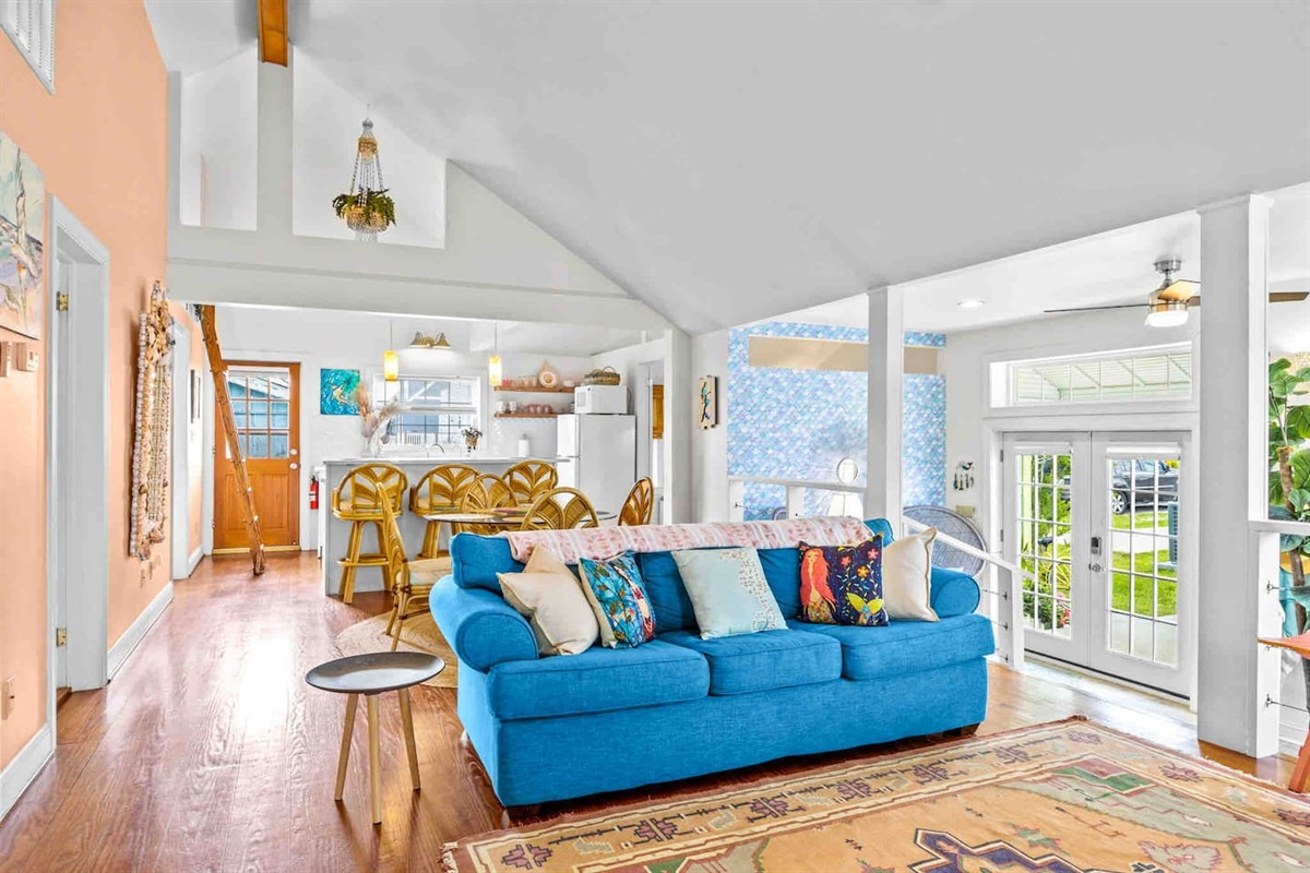 Full sized sleeper sofa. Linens & pillows provided.
