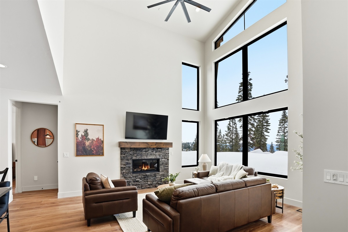 Expansive Open Living Area With Soaring Vaulted Ceilings