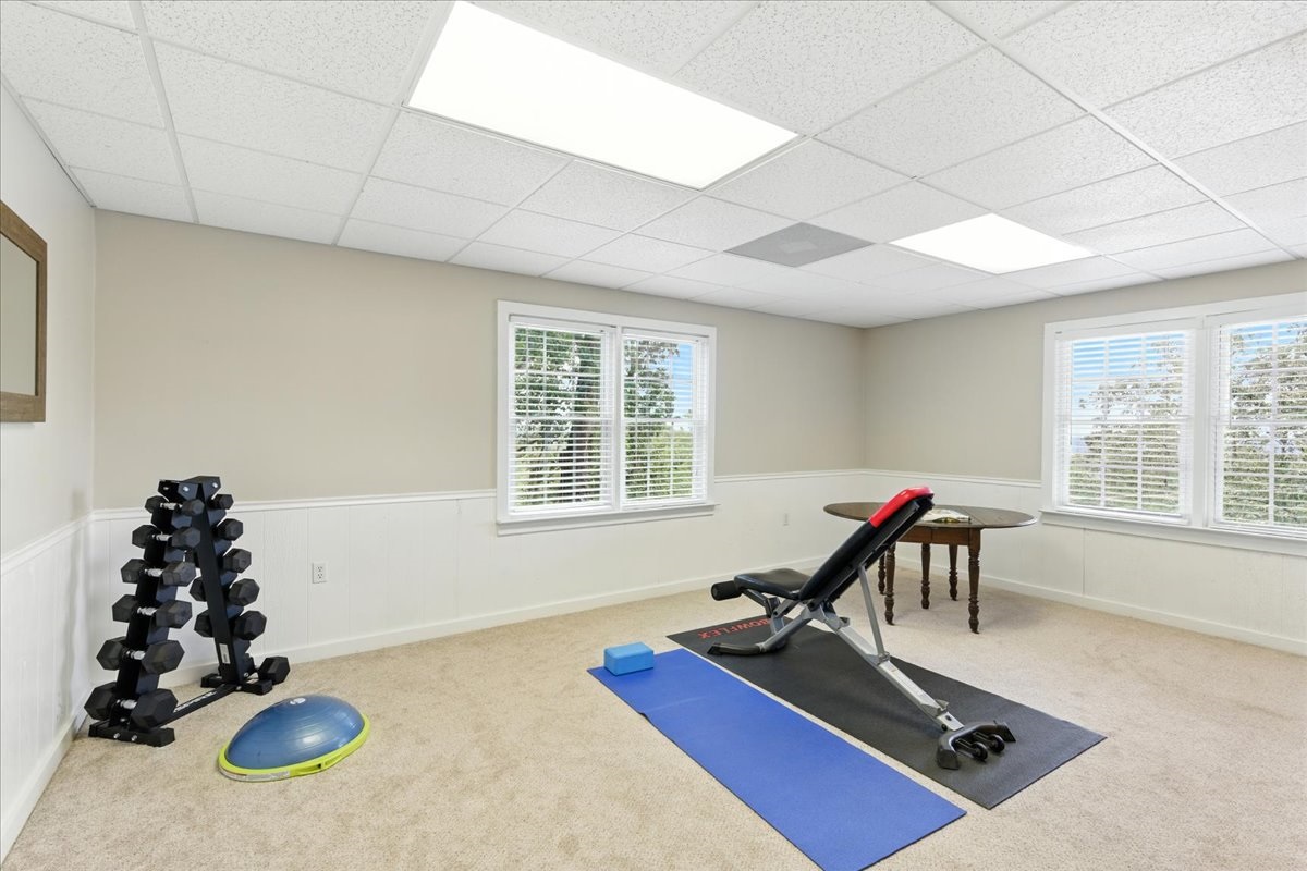 The workout area has equipment to keep you active during your stay.
