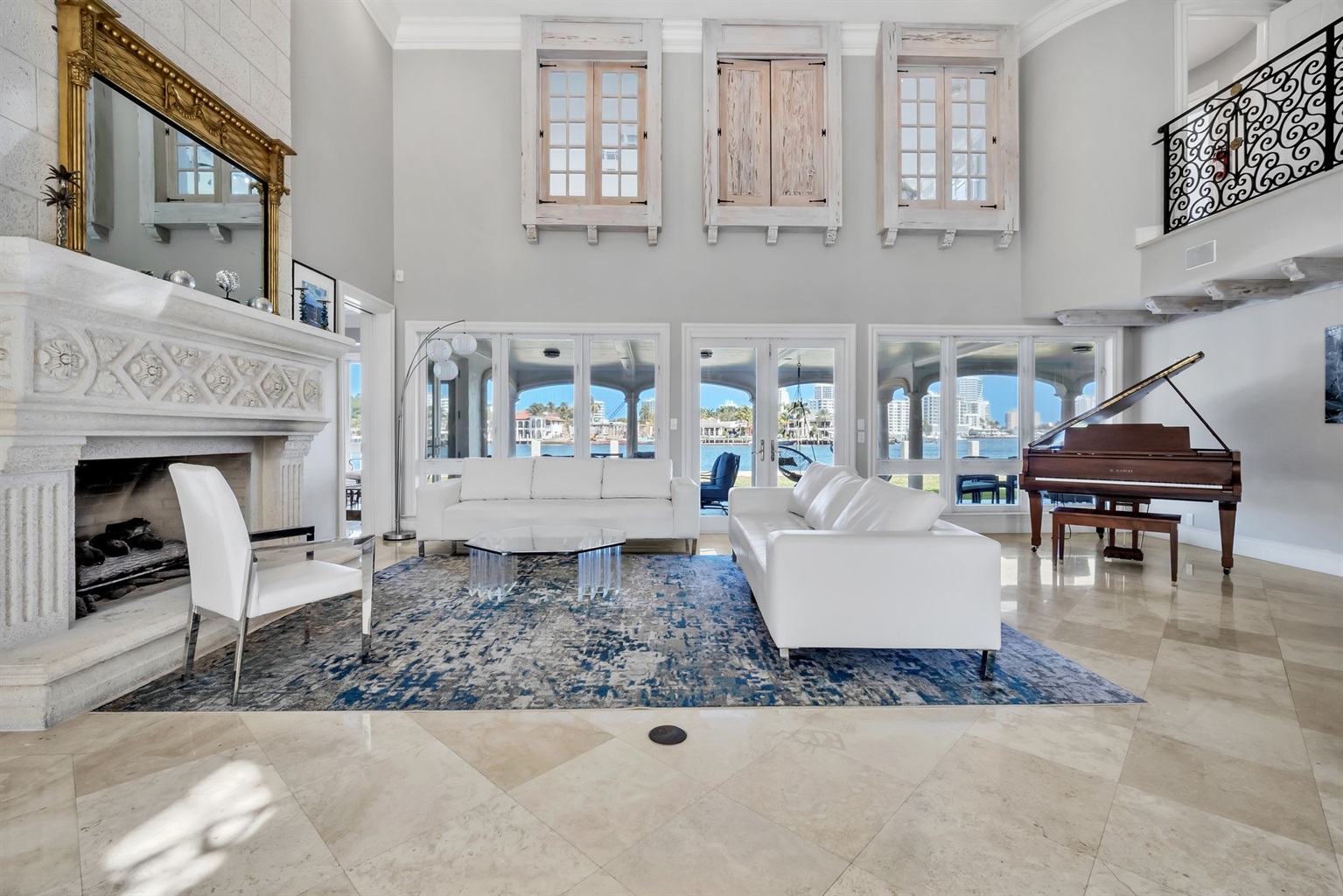 Soaring Ceilings, Waterfront Views & Elegant Piano