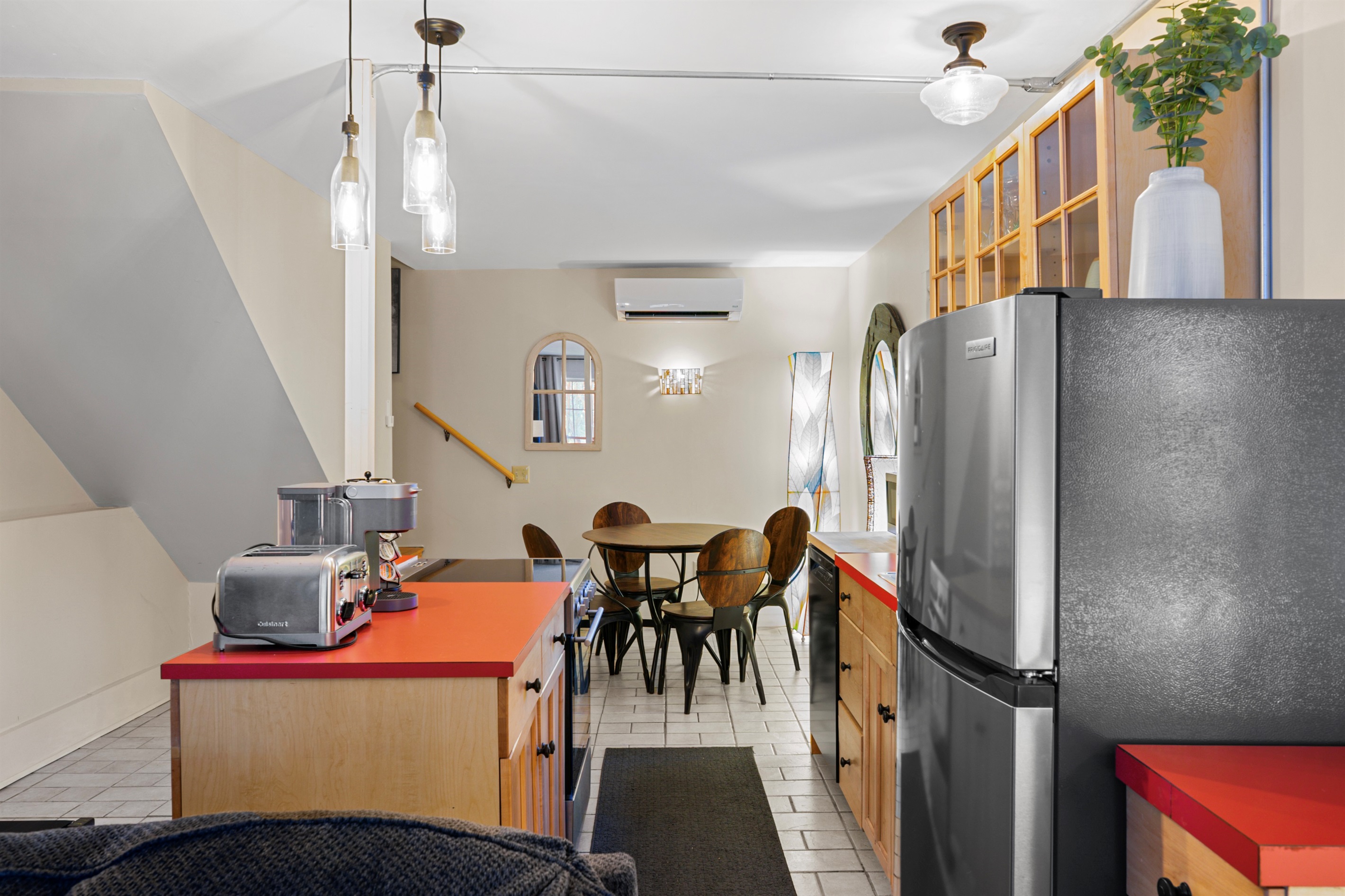 You’ll have access to quality stainless steel appliances in the chic kitchen