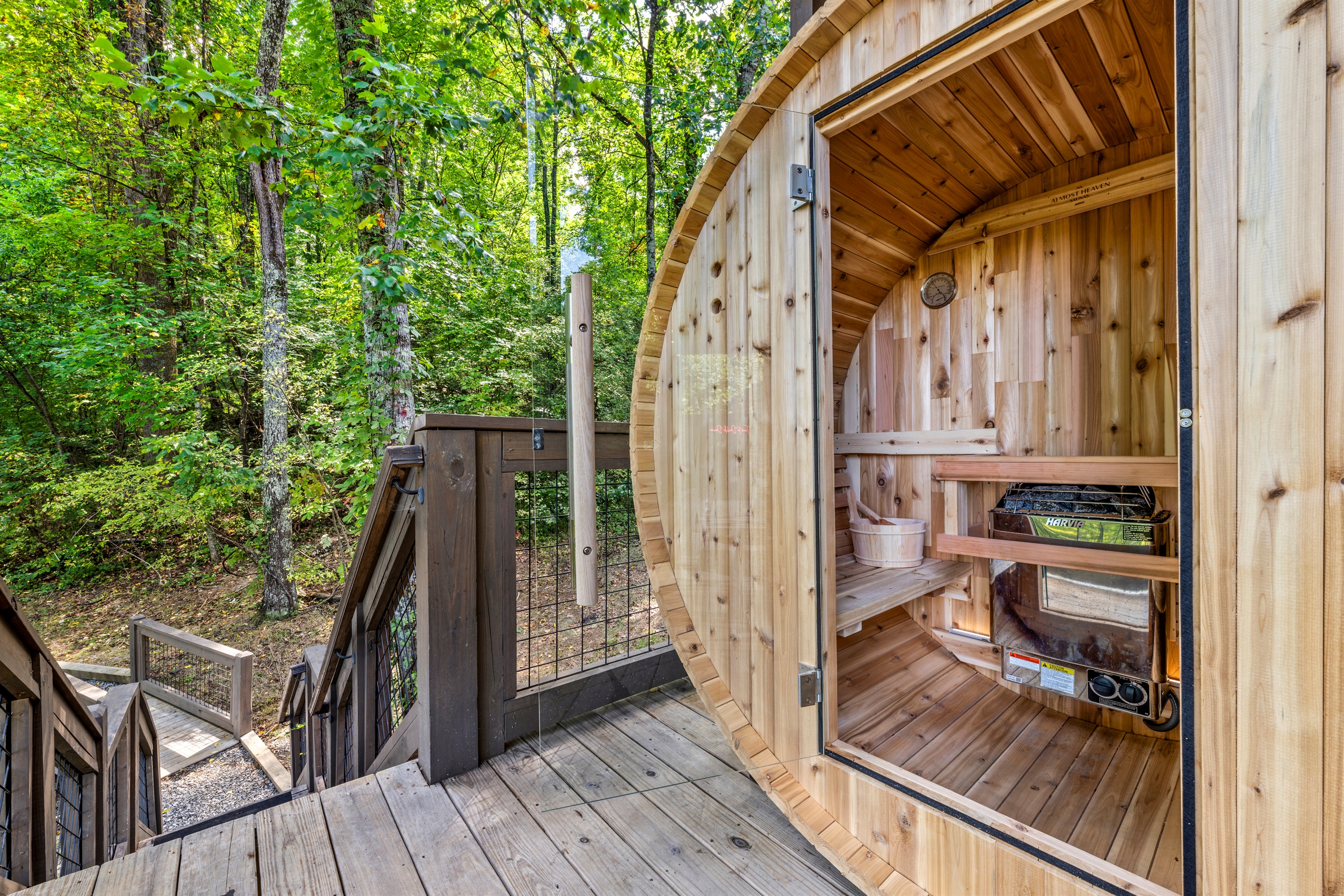 🔥 Step into your personal cedar sanctuary. This traditional Harvia-powered sauna is your daily reset—sweat, relax, repeat.