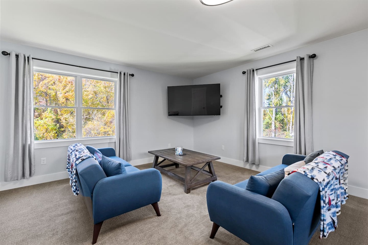 Upstairs seating/entertainment area