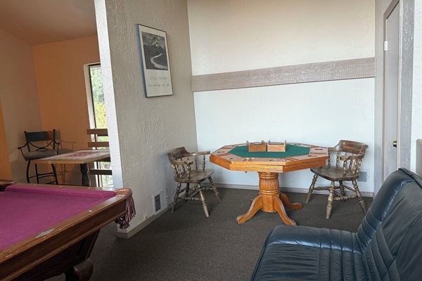 Clubhouse Game Room: Poker table and checker & chess table