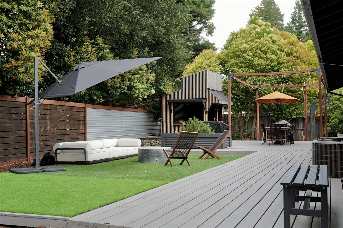 Enjoy your own private outdoor oasis with spacious seating areas, beautiful surroundings, and plenty of room to relax, dine, and enjoy Napa Valley's beautiful weather.