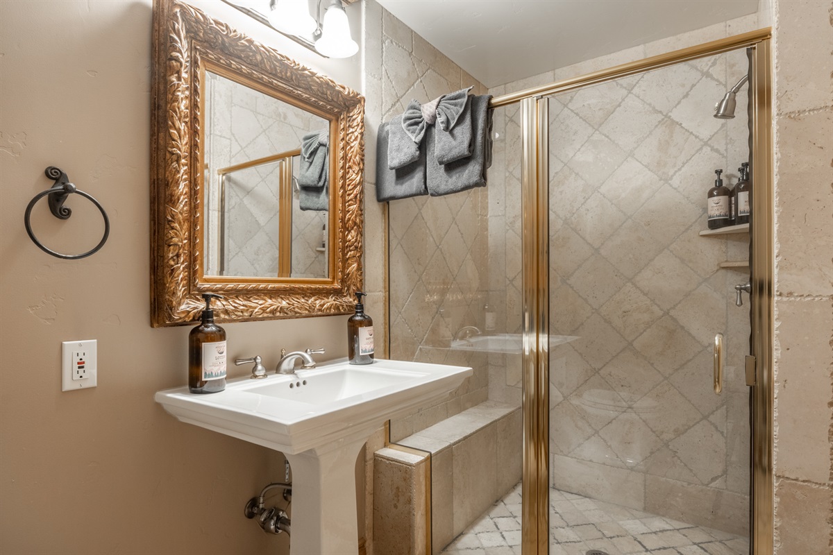Large additional full bathroom with walk-in shower—ideal for guests using the living areas or bunkroom.