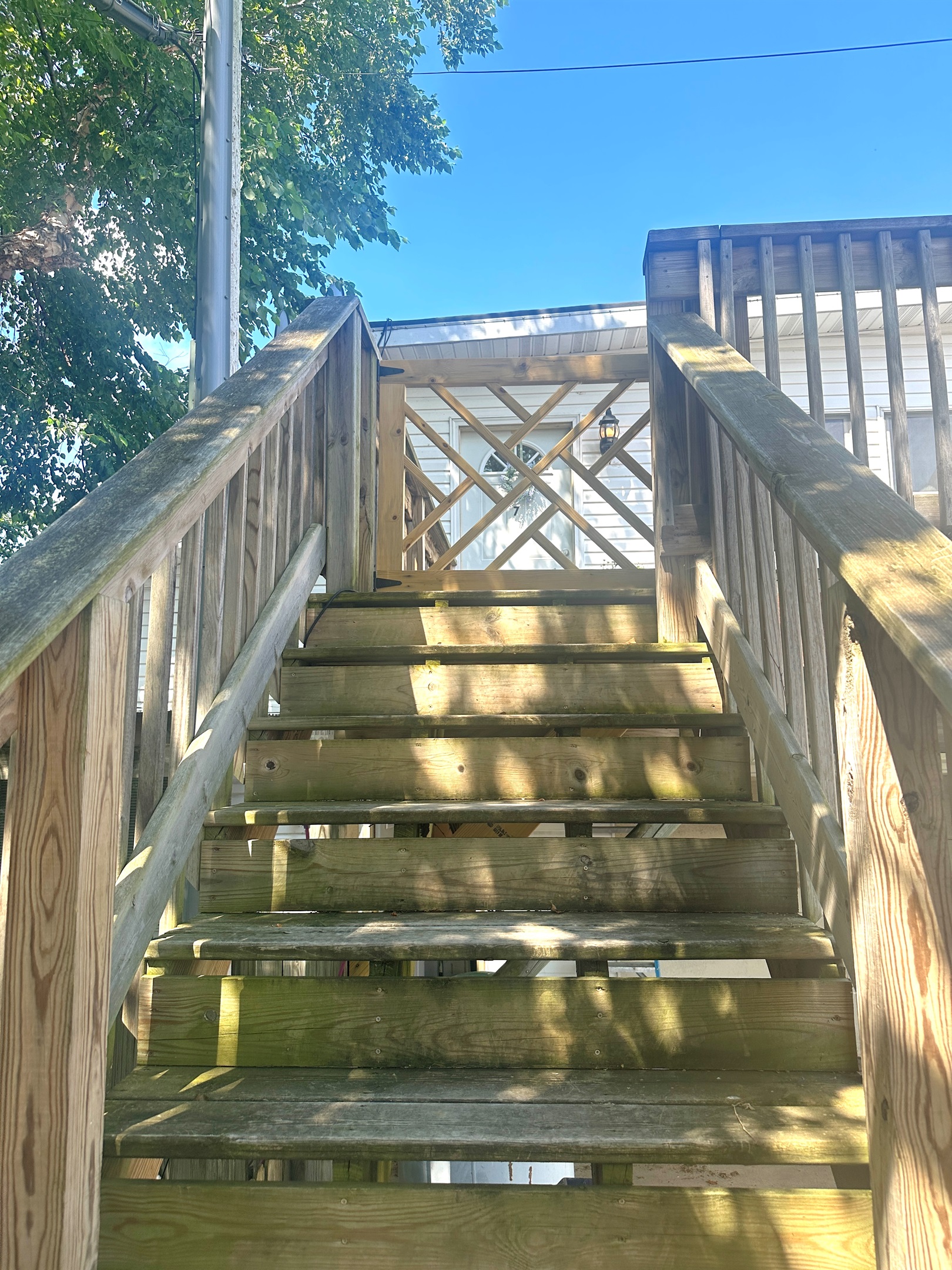 Access to Raindrop is up a flight of exterior stairs to the deck. 