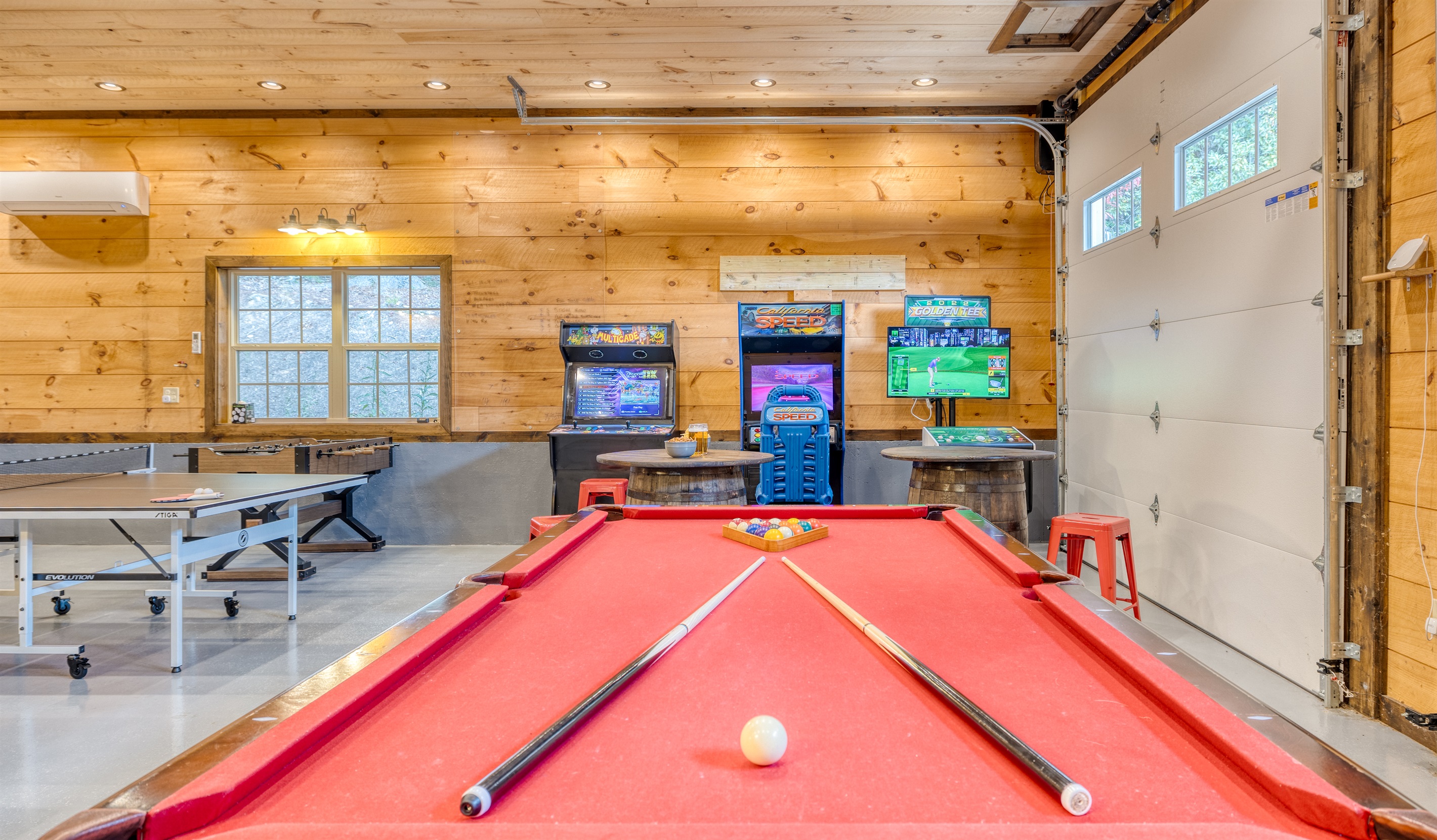 The ultimate mancave! 1100 sq ft arcade with Golden Tee, pool table, ping pong, 3 arcade games, foosball and more!!!