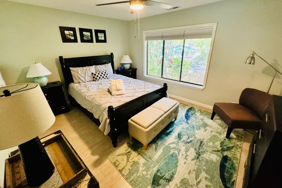 Primary bedroom with garden window