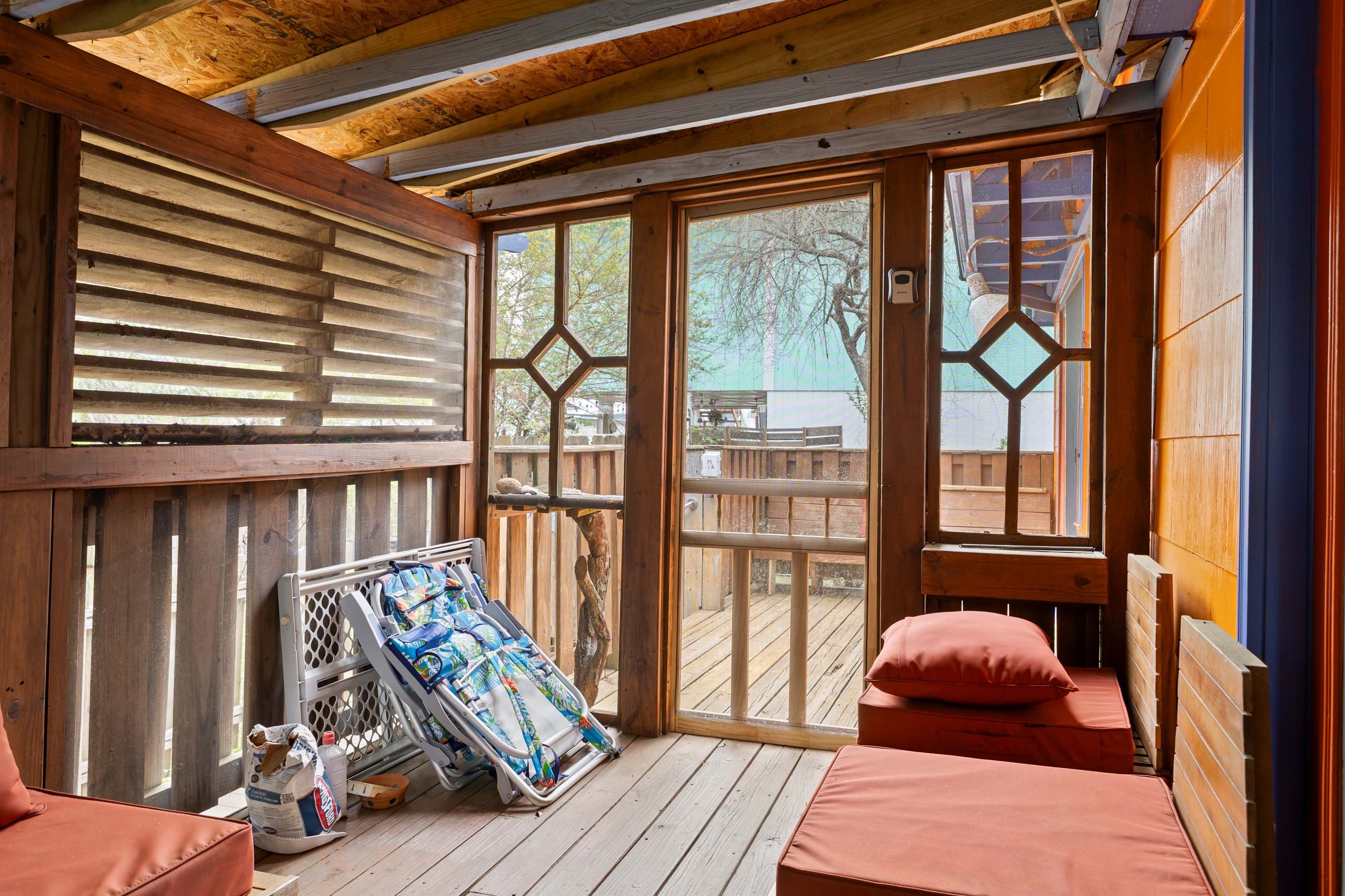 Relax in the screened in porch