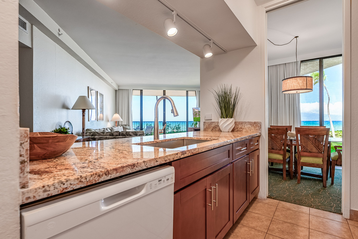 Spacious kitchen with a view