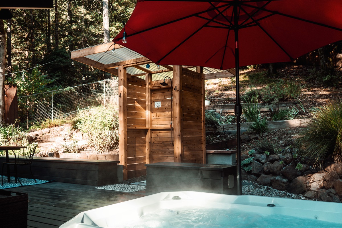 From sunrise to moonlight, your hot tub awaits.
