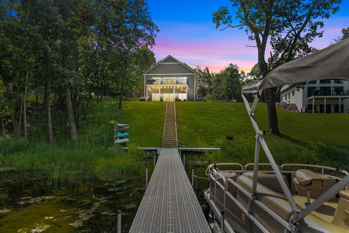 Evenings at the lake are pure magic, with the sunset painting the sky and reflecting off the still water.