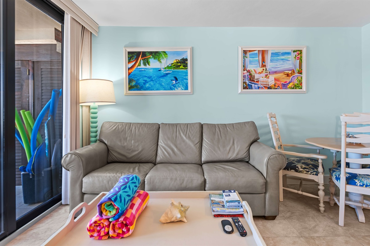 Sleeper sofa comfortably sleeps two people - was up with a view!