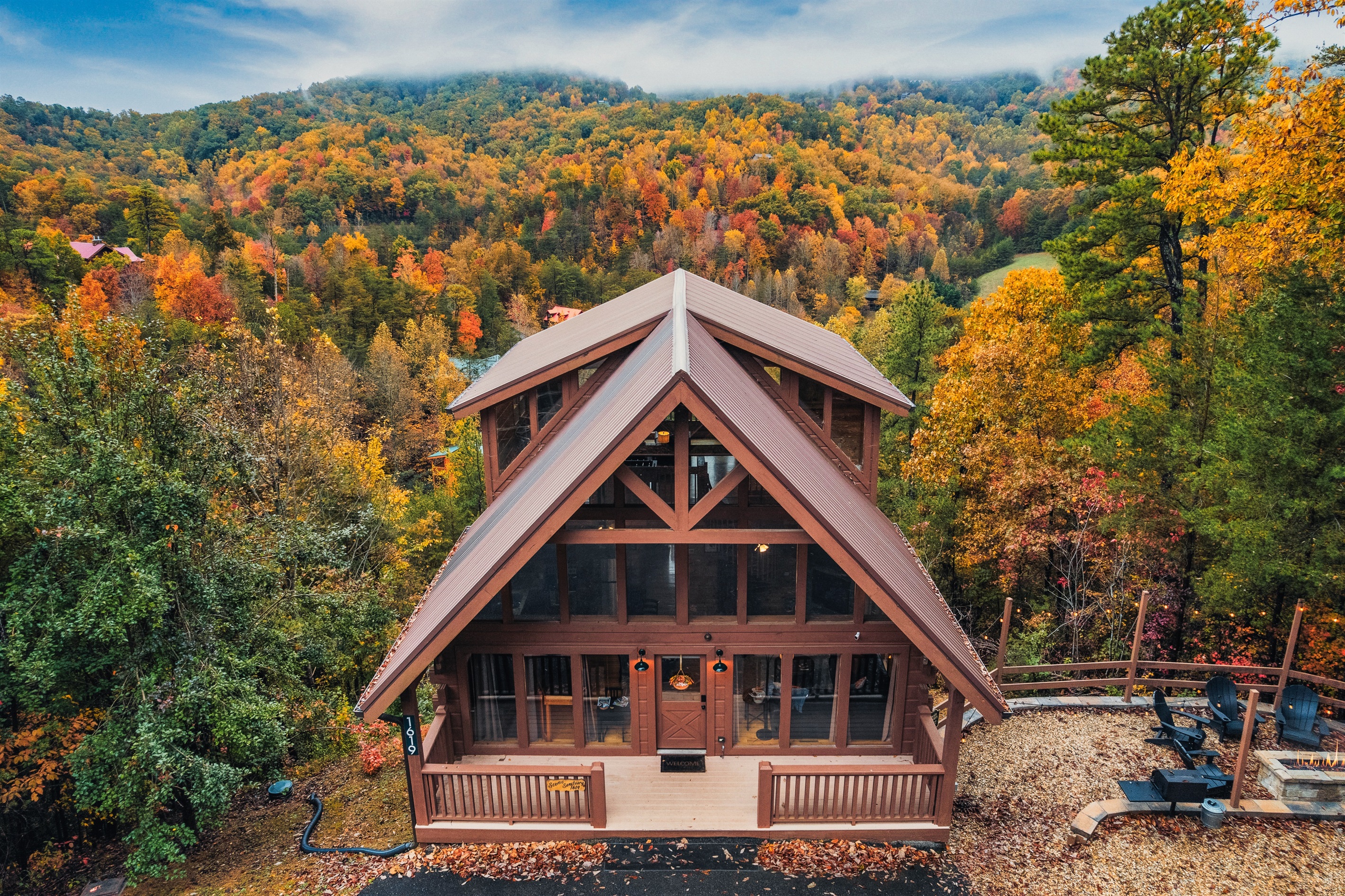 Fall is a magical time to enjoy the Smokies! Stress-free arrival with mountain and valley views beyond.