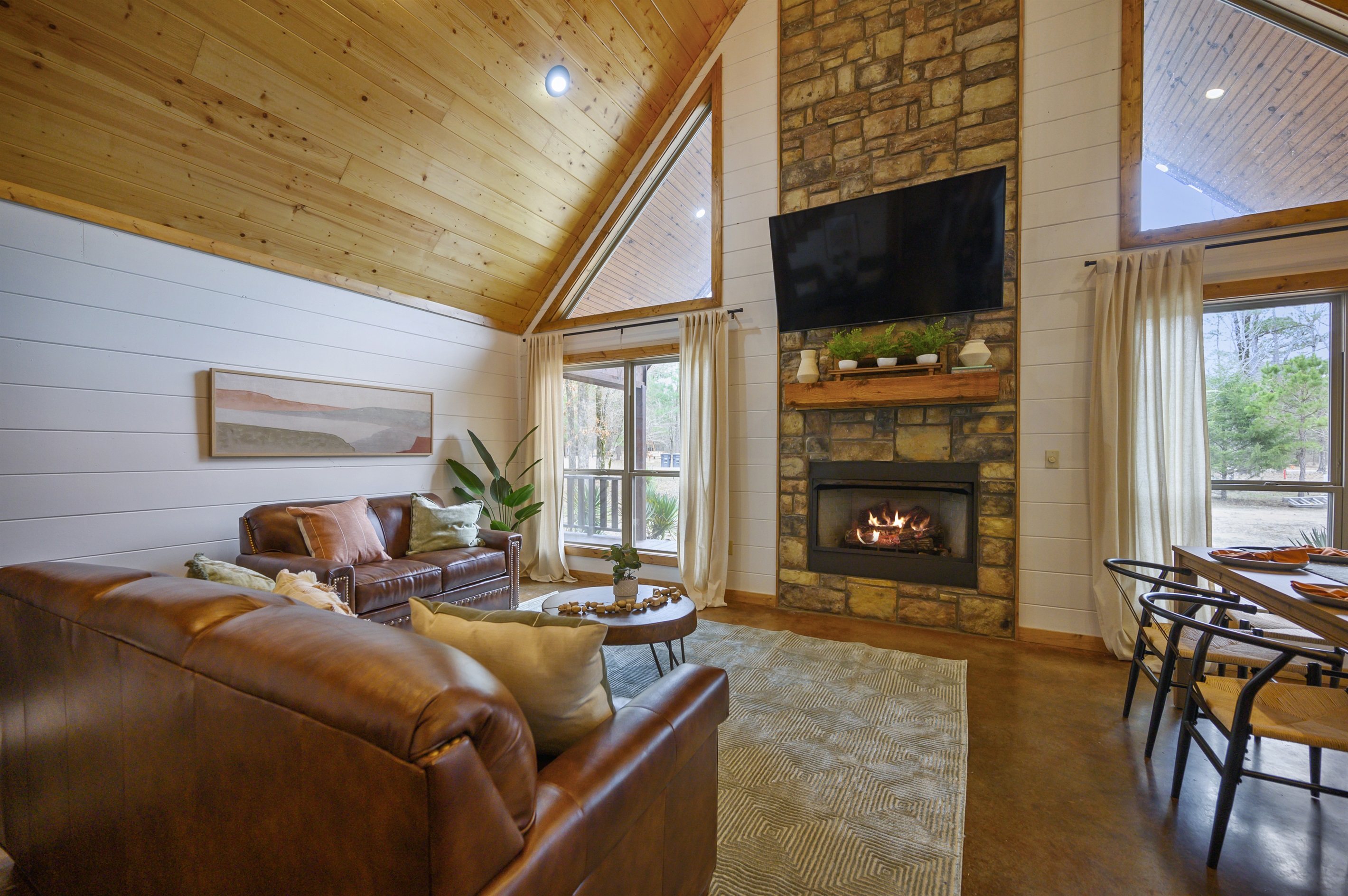 Cozy up by the fire and let the warmth of our fireplace melt away your worries