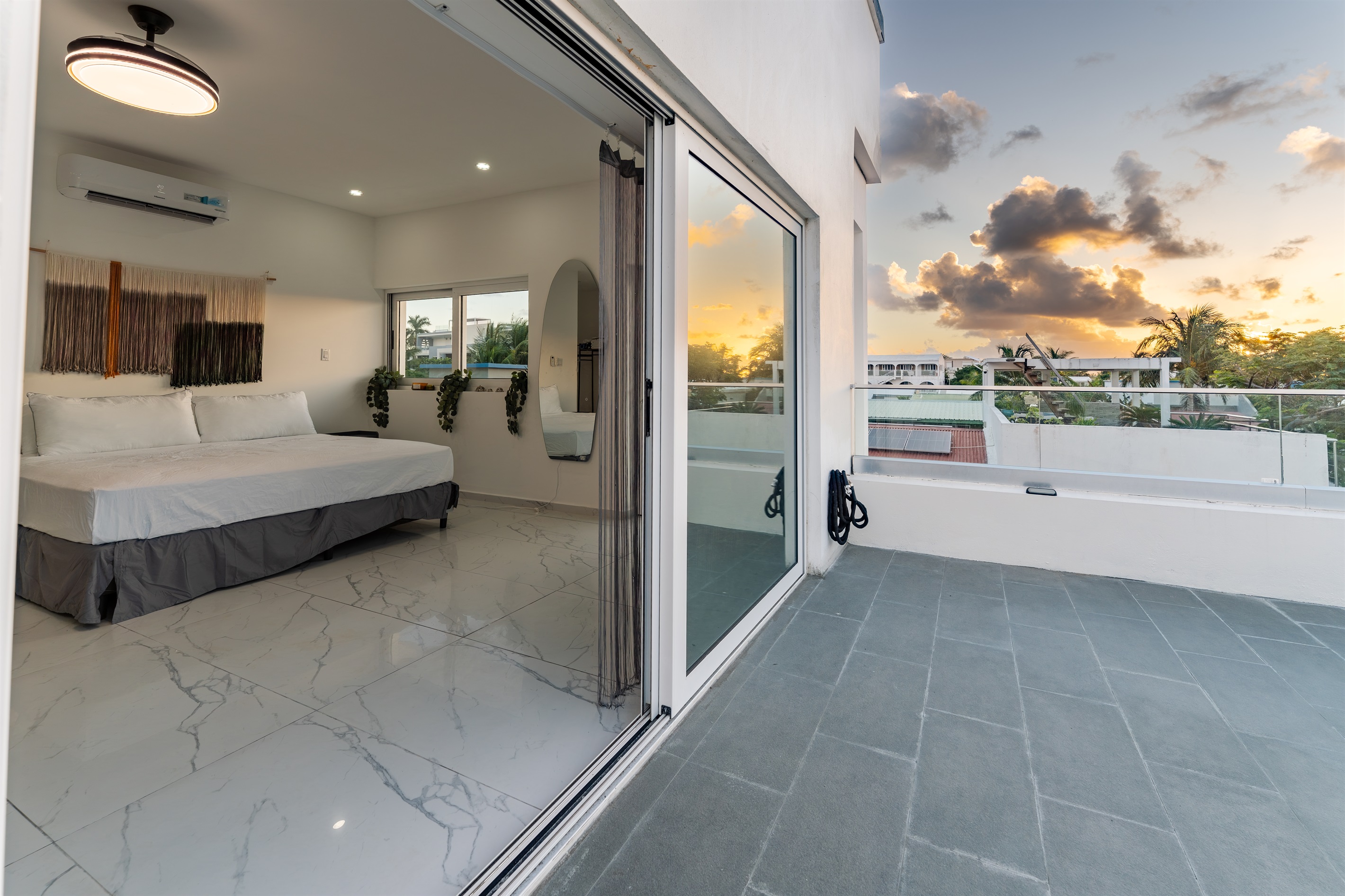 Wake up and step directly out onto the expansive observation deck to watch the morning flights